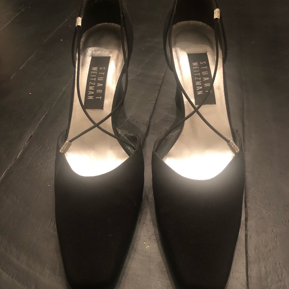 Stuart Weizman Fabric Pumps w/Rhinestone Accents - Picture 2 of 8